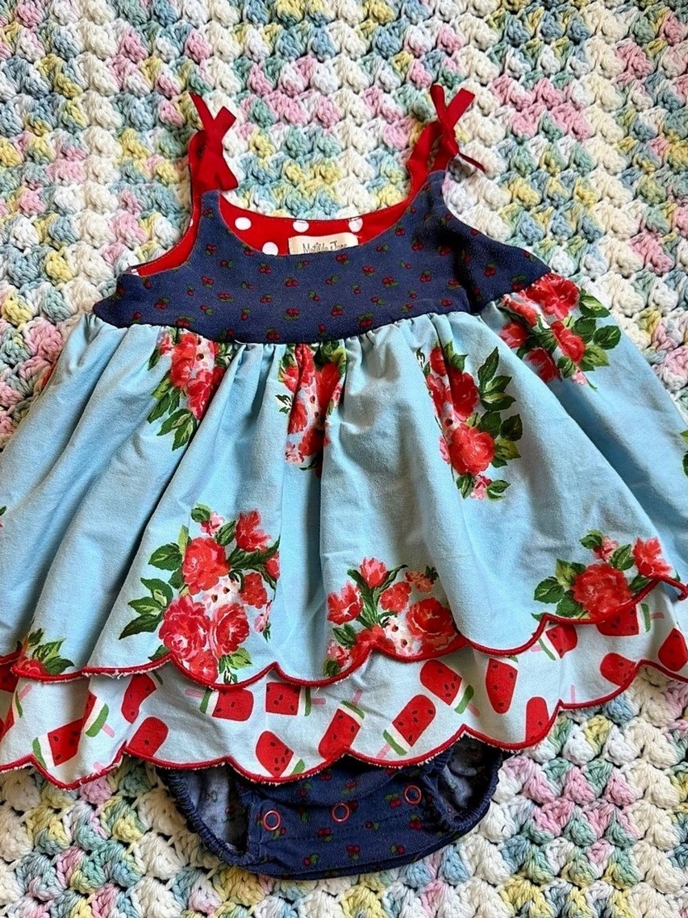 Matilda Jane Baby Girl Watermelon Floral Dress Romper 18-24M